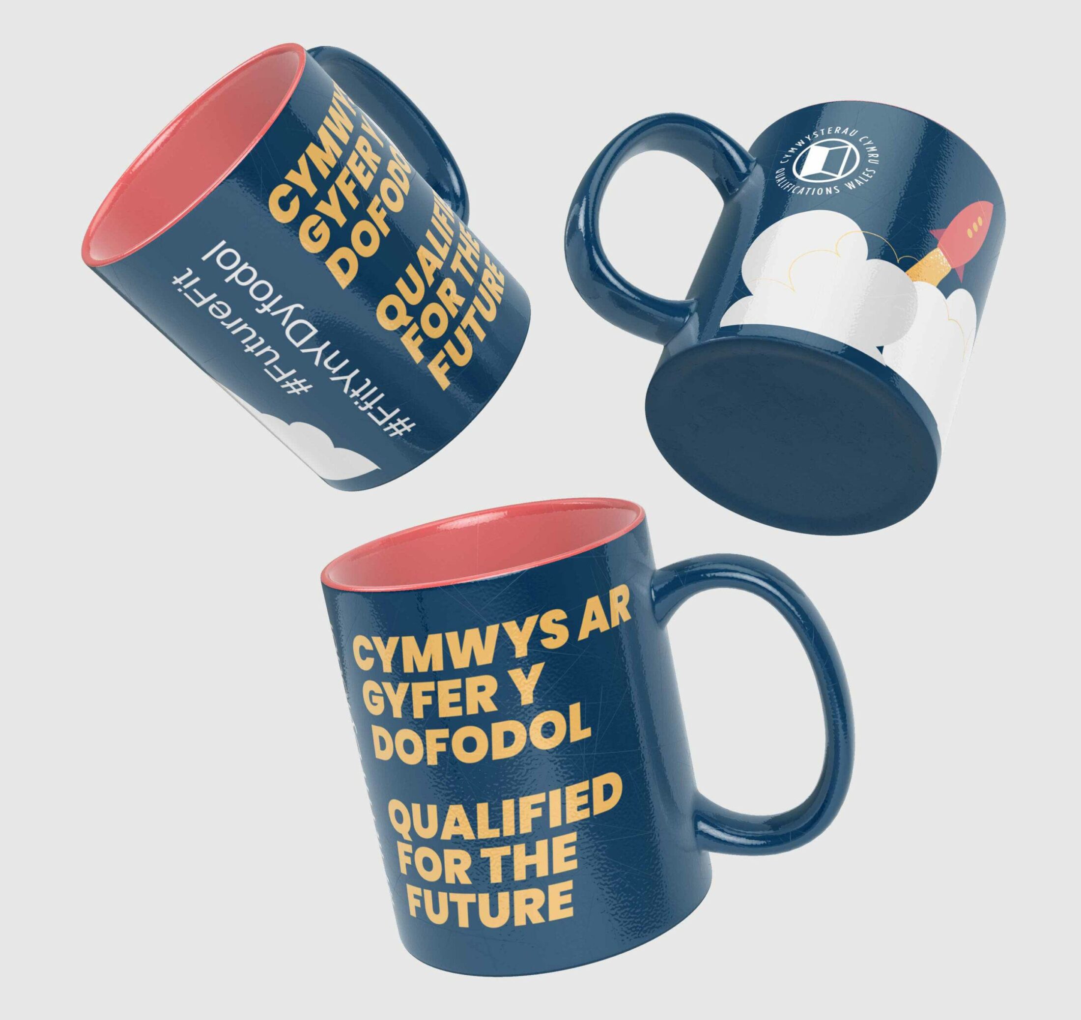 Qualified for the Future branded mugs