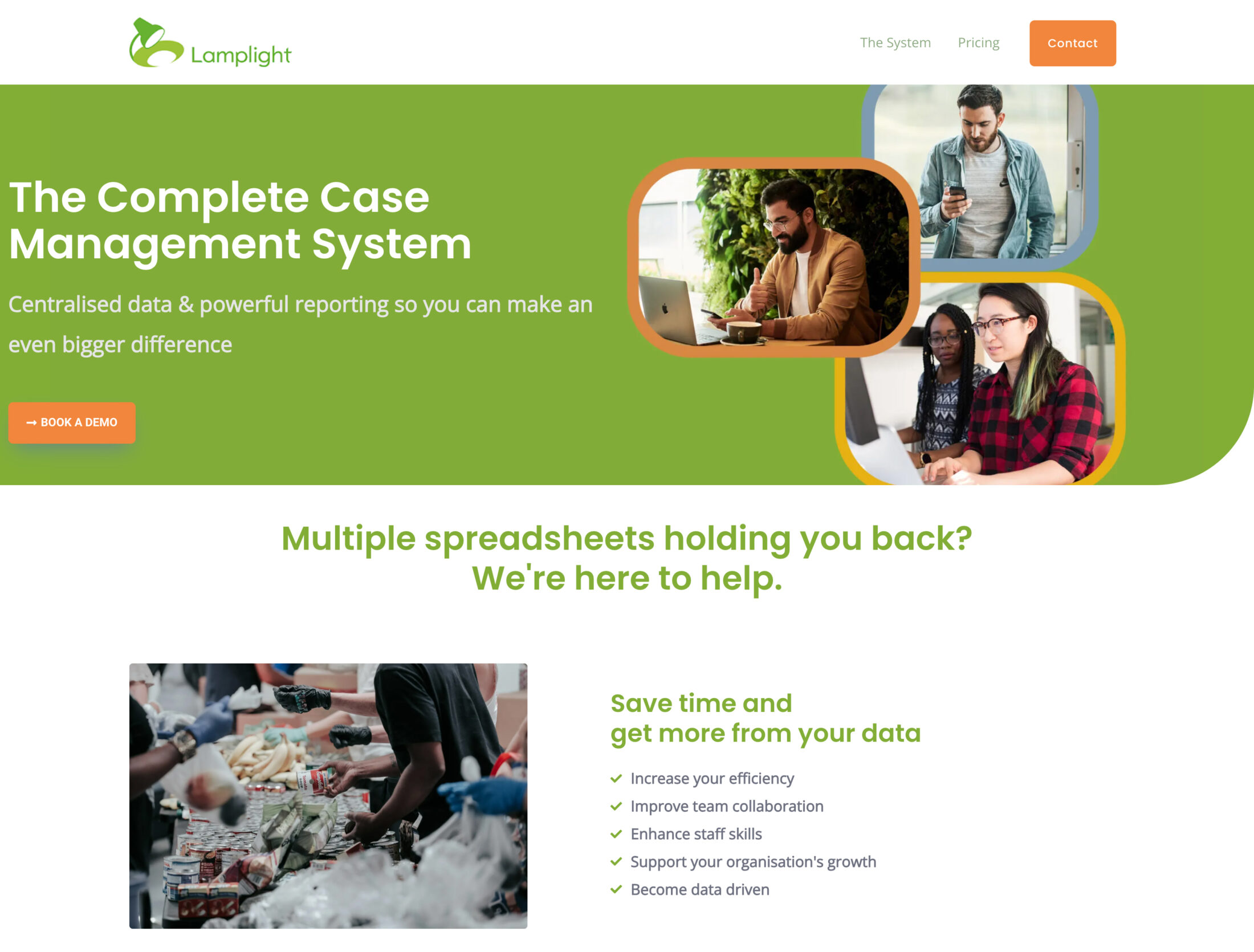 Screenshot of Lamplight’s old website design, showing a dated layout prior to the visual rebrand and redevelopment