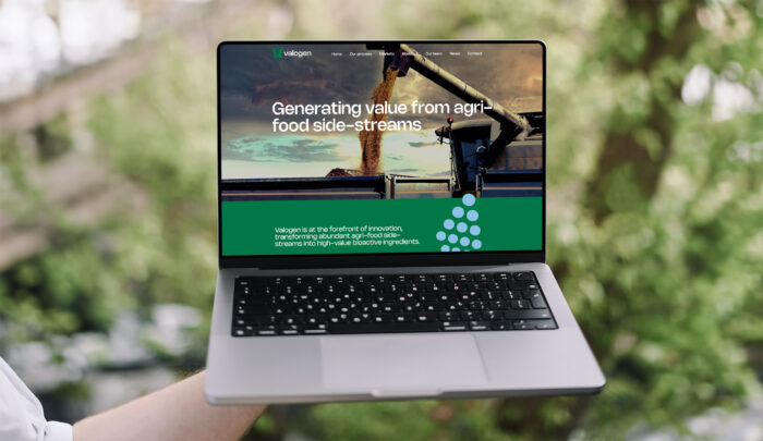 Mockup of the Valogen website showcasing professional web design for a life sciences consultancy.