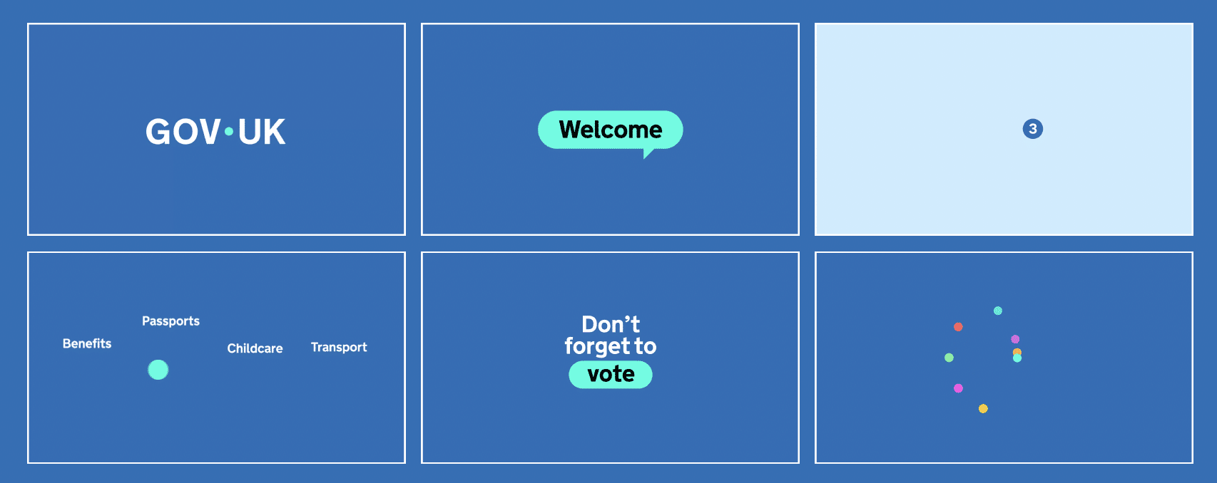 Storyboard of mobile screens showing how the GOV.UK turquoise dot can guide users through information about DBS checks, highlighting steps, timelines, and required details in a clear, sequential design.
