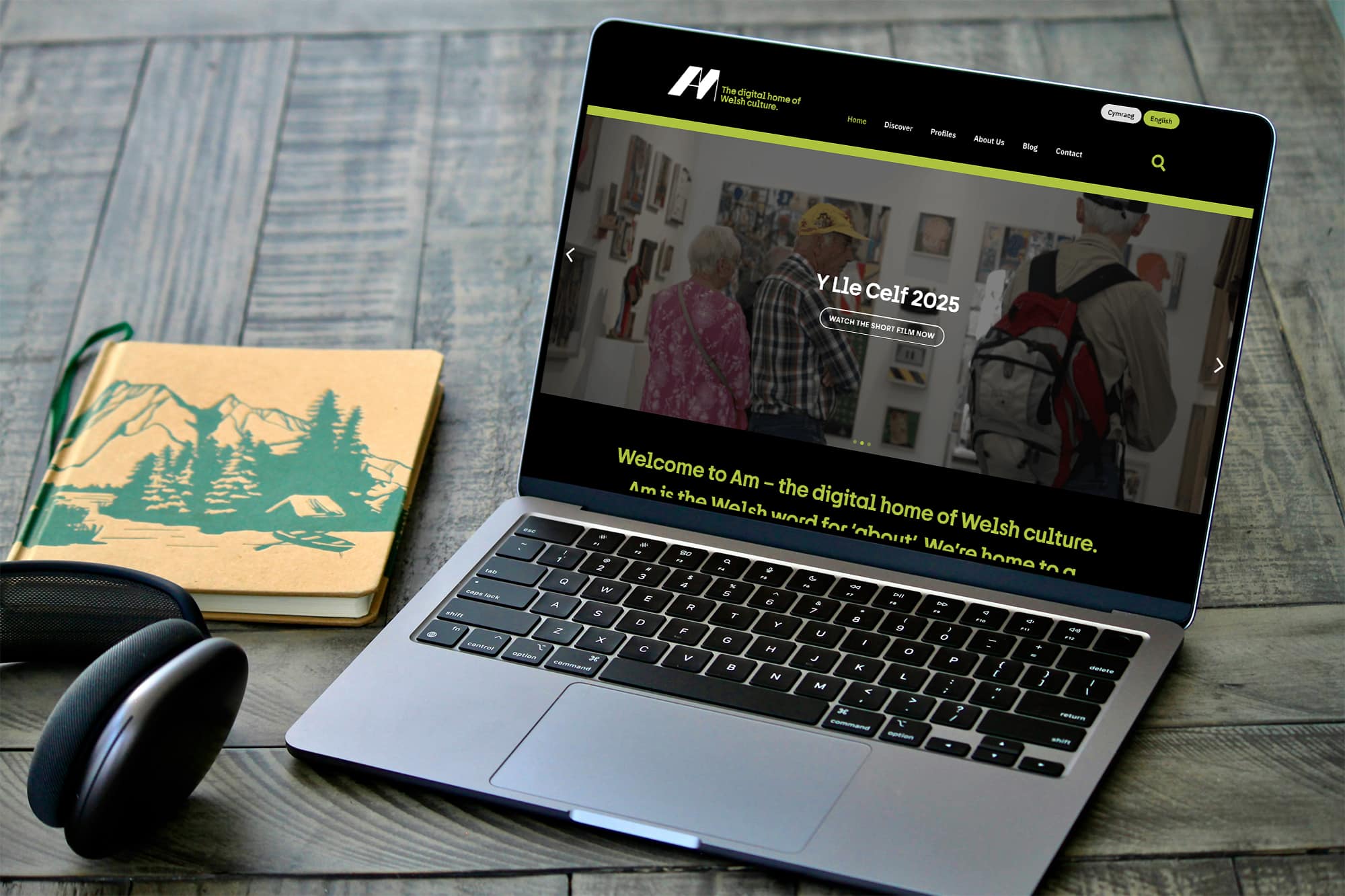 Am bilingual WordPress website homepage showing the custom banner and refreshed look and feel; Design Tribe web design, Wales.