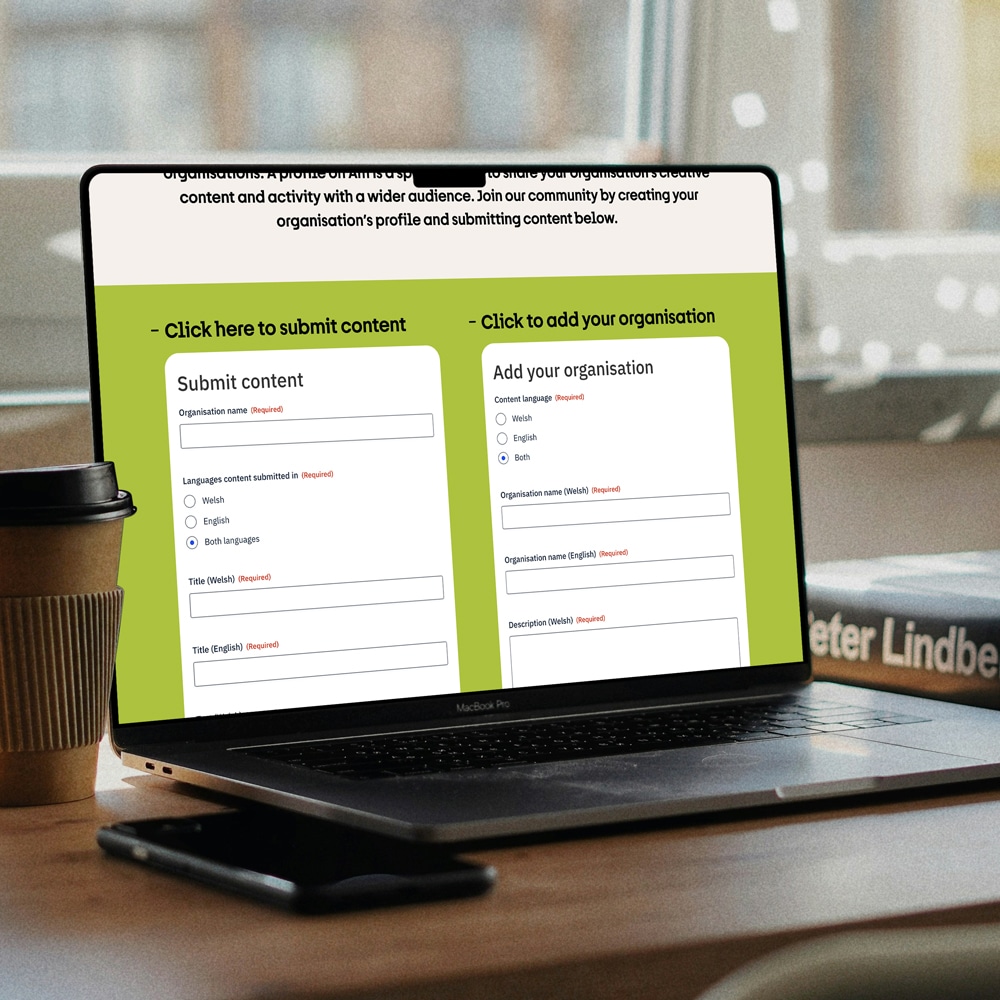 Gravity Forms user-generated content submission on the Am bilingual WordPress website; Design Tribe web design, Wales.